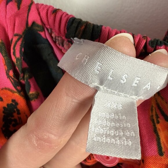 Chelsea28 Pink Floral Ruffle Strap Midi Dress Size XXS Boho Handkerchief Hem - Picture 9 of 10